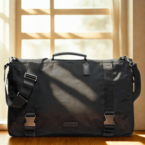 Coach F93316 Varick Nylon Messenger Garment Bag Gunmetal Black